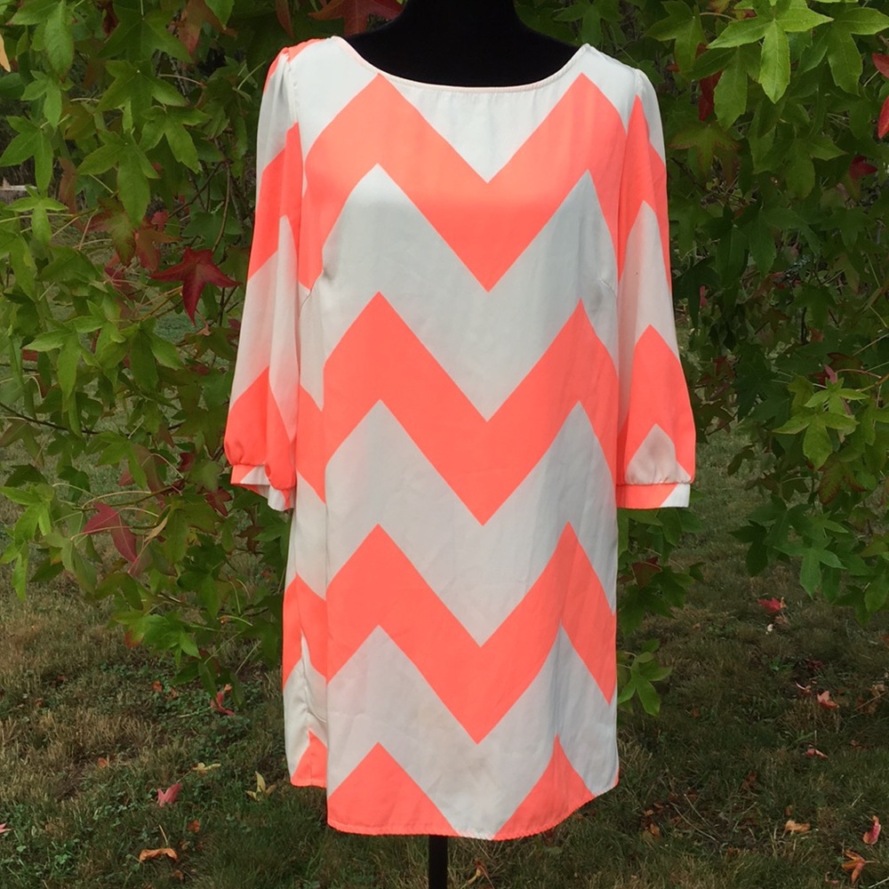 3/$20 Pink Owl Chevron Patterned Dress